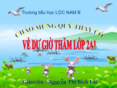 Bài giảng Toán Lớp 2 -Tiết 34: 6 cộng với một số, 6+5 - Nguyễn Thị Bích Lài