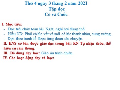 Bài giảng Tập đọc 2 - Tiết học 22: Cò và quốc