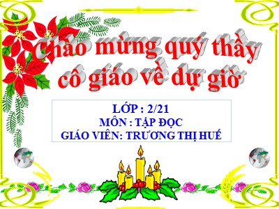 Bài giảng Tập đọc 2 - Bàn tay dịu dàng - Trương Thị Huế