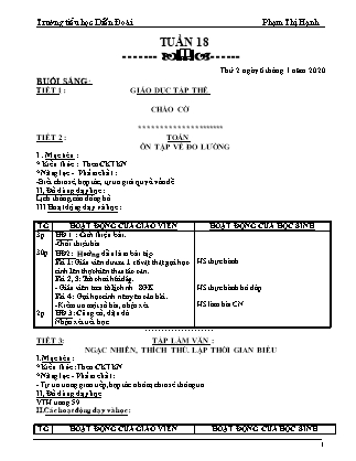 Giáo án Lớp 2 - Tuần 18 - Năm học 2019-2020 - Phạm Thị Hạnh (Bản mới)