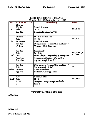 Giáo án Lớp 2 - Tuần 4 - Năm học 2018-2019 - Đỗ Nguyễn Anh Thư