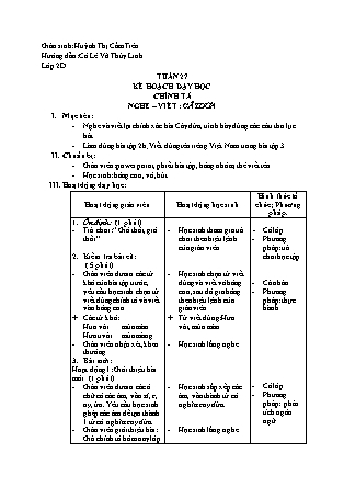 Giáo án Chính tả Lớp 2 - Tuần 27: Kế hoạch dạy học chính tả Nghe-viết: Cây dừa - Huỳnh Thị Cẩm Tiên