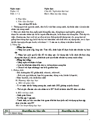 Giáo án Tiếng Việt Lớp 2 (Sách Chân trời sáng tạo) - Tuần 12, Bài 1: Bàn tay dịu dàng (Tiết 1+2)