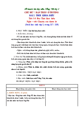 Giáo án Tiếng Việt Lớp 2 (Sách Chân trời sáng tạo) - Tuần 14, Bài 2: Thời khoá biểu (Tiết 5 đến 10)