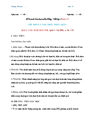 Giáo án Tiếng Việt Lớp 2 (Sách Chân trời sáng tạo) - Tuần 19, Bài 2: Con suối bản tôi (Tiết 9+10)