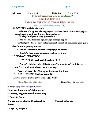 Giáo án Toán Lớp 2 (Sách Chân trời sáng tạo) - Bài 46: Ôn tập các số trong phạm vi 100 (Tiết 3)