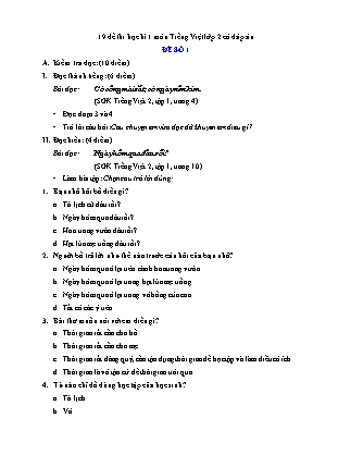 19 Đề thi học kì 1 môn Tiếng Việt Lớp 2 (Có đáp án)
