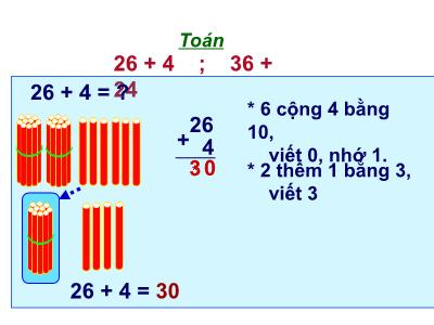 Bài giảng môn Toán Lớp 2 - Bài: 26 + 4; 36 + 24