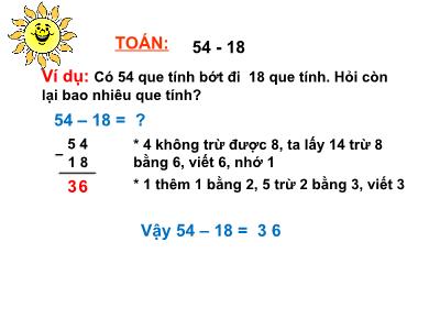 Bài giảng môn Toán Lớp 2 - Bài: 54-18