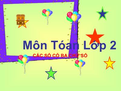 Bài giảng môn Toán Lớp 2 - Bài: Các số có ba chữ số