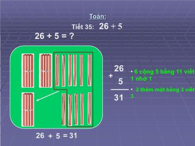Bài giảng môn Toán Lớp 2 - Tiết 35: 26 + 5