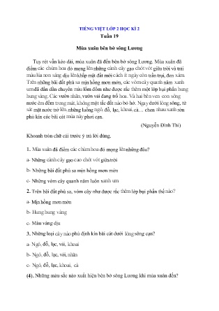Bài tập cuối tuần môn Tiếng Việt cuối học kì II Lớp 2