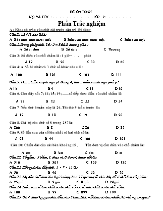 Bộ đề ôn thi học kì 2 môn Toán Lớp 2