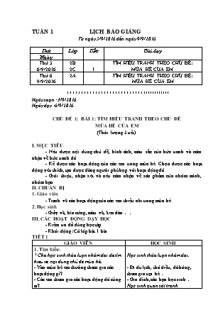 Giáo án môn Mĩ thuật Lớp 2 - Chương trình cả năm - Năm học 2016-2017