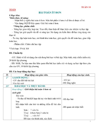 Giáo án môn Toán Lớp 2 sách Chân trời sáng tạo - Tuần 10