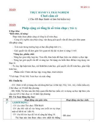 Giáo án môn Toán Lớp 2 sách Chân trời sáng tạo - Tuần 11