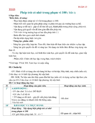 Giáo án môn Toán Lớp 2 sách Chân trời sáng tạo - Tuần 13