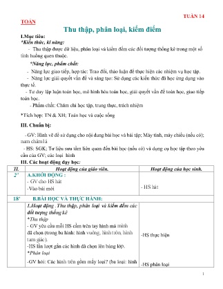 Giáo án môn Toán Lớp 2 sách Chân trời sáng tạo - Tuần 14