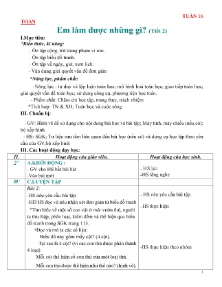 Giáo án môn Toán Lớp 2 sách Chân trời sáng tạo - Tuần 16