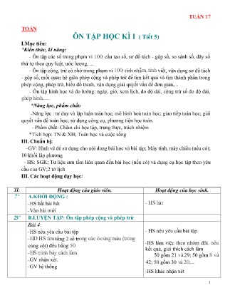 Giáo án môn Toán Lớp 2 sách Chân trời sáng tạo - Tuần 17