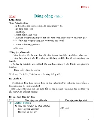 Giáo án môn Toán Lớp 2 sách Chân trời sáng tạo - Tuần 6