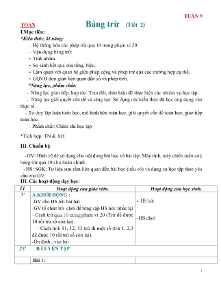 Giáo án môn Toán Lớp 2 sách Chân trời sáng tạo - Tuần 9