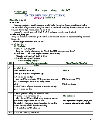 Giáo án Tiếng Việt học kì I Lớp 2 sách Chân trời sáng tạo - Tuần 9