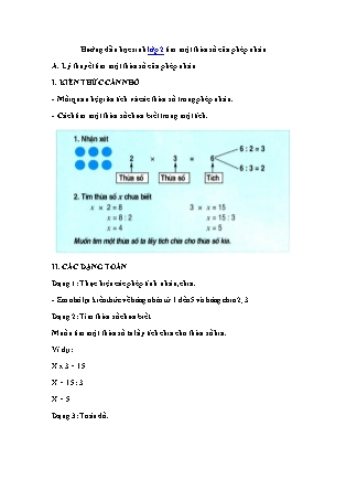 Ôn tập Toán Lớp 2 - Tìm một thừa số của phép nhân