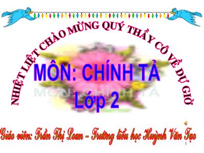 Bài giảng Chính tả Lớp 2 (Tập chép) - Tiết 57: Những quả đào - Trần Thị Loan