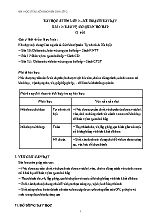 Bài học STEM Lớp 2 - Bài 12: Bảo vệ cơ quan hô hấp - Trường Tiểu học Xuân Thượng (Có đáp án)