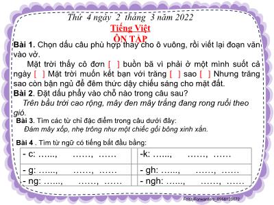 Bài giảng Tiếng Việt Lớp 2 - Bài: Ôn tập (Buổi 5) - Năm học 2021-2022