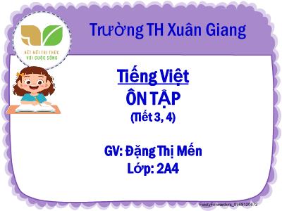 Bài giảng Tiếng Việt Lớp 2 - Bài: Ôn tập (Tiết 3+4) - Đặng Thị Mến