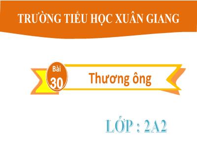 Bài giảng Tiếng Việt Lớp 2 (Kết nối tri thức) - Chủ đề: Mái ấm gia đình - Bài 30: Thương ông - Năm học 2022-2023 - Đinh Thị Thanh Hà