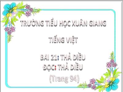 Bài giảng Tiếng Việt Lớp 2 (Kết nối tri thức) - Chủ đề: Niềm vui tuổi thơ - Bài 21: Thả diều - Năm học 2023-2024 - Đinh Thị Thu Hà