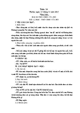 Giáo án Lớp 2 - Tuần 14 - Năm học 2021-2022 - Hoàng Thị Thùy