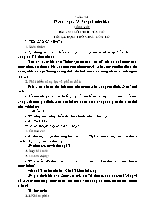 Giáo án Lớp 2 - Tuần 14 - Năm học 2021-2022 - Lê Thị Minh Hưng