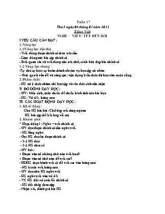 Giáo án Lớp 2 - Tuần 17 - Năm học 2021-2022 - Lê Thị Minh Hưng