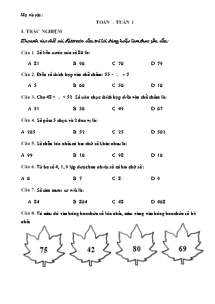Bài tập ôn tập Toán học Lớp 2 - Tuần 1