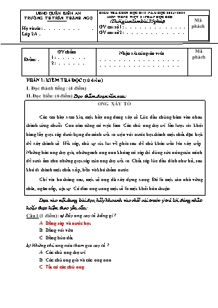Đề kiểm tra cuối học kì I Tiếng Việt 2 - Năm học 2022-2023 - Trường Tiểu học Trần Thành Ngọ (Có đáp án)