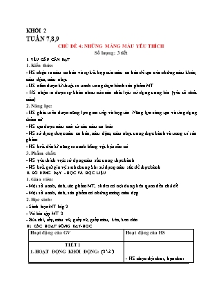 Giáo án Mĩ thuật 2 (Kết nối tri thức) - Tuần 7-9, Chủ đề 4: Những mảng màu yêu thích