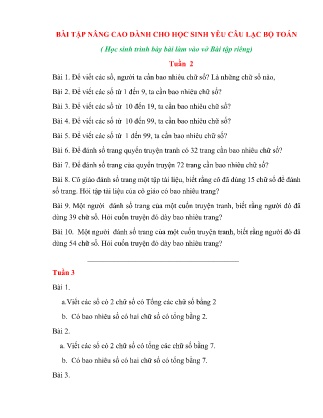 Bài tập Nâng cao môn Toán Lớp 2 - Tuần 2+3 (GV: Lương Thị Thắng)