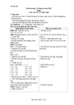 Kế hoạch bài dạy theo tuần Lớp 2 - Tuần 29 (GV: Nguyễn Thị Thắm - Trường TH Trần Phú - Năm học 2020-2021)