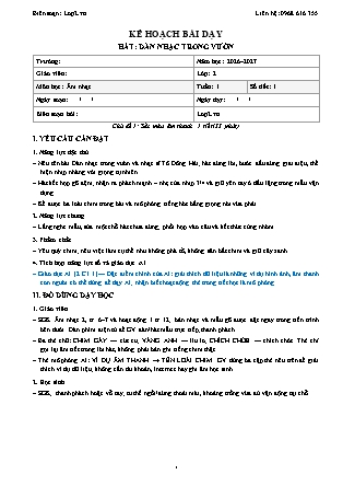 Kế hoạch bài dạy Âm Nhạc 2 - Tuần 1 - Hát. Dàn nhạc trong vườn 2026-2027 (Tích hợp Năng lực số và AI)