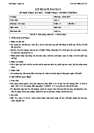 Kế hoạch bài dạy Âm Nhạc 2 - Tuần 11 - Ôn đọc nhạc bài số 2. Nghe nhạc. Vui đến trường 2026-2027 (Tích hợp Năng lực số và AI)