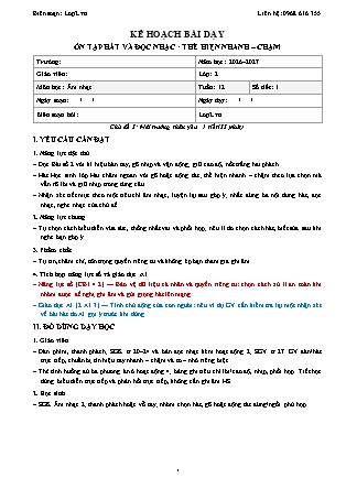 Kế hoạch bài dạy Âm Nhạc 2 - Tuần 12 - Ôn tập hát và đọc nhạc. Thể hiện nhanh. Chậm 2026-2027 (Tích hợp Năng lực số và AI)