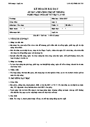 Kế hoạch bài dạy Âm Nhạc 2 - Tuần 14 - Ôn hát. Chú chim nhỏ dễ thương nghe nhạc. Múa sư tử thật là vui 2026-2027 (Tích hợp Năng lực số và AI)