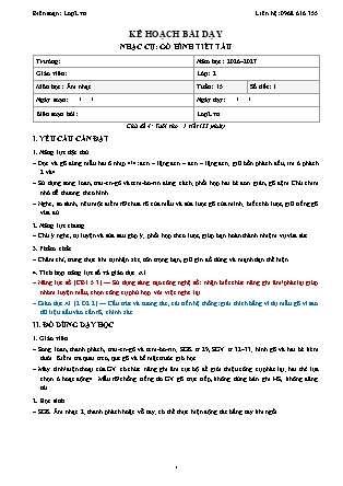 Kế hoạch bài dạy Âm Nhạc 2 - Tuần 15 - Nhạc cụ. Gõ hình tiết tấu 2026-2027 (Tích hợp Năng lực số và AI)