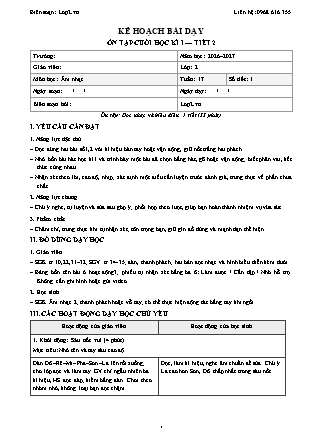 Kế hoạch bài dạy Âm Nhạc 2 - Tuần 17 - Ôn tập cuối học kì i. Tiết 2 2026-2027 (Tích hợp Năng lực số và AI)