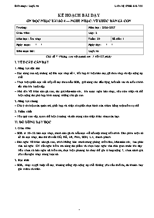 Kế hoạch bài dạy Âm Nhạc 2 - Tuần 29 - Ôn đọc nhạc bài số 4. Nghe nhạc. Vũ khúc đàn gà con 2026-2027 (Tích hợp Năng lực số và AI)
