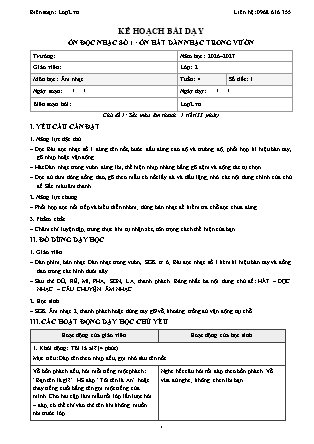Kế hoạch bài dạy Âm Nhạc 2 - Tuần 4 - Ôn đọc nhạc số 1. Ôn hát dàn nhạc trong vườn 2026-2027 (Tích hợp Năng lực số và AI)
